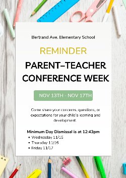 Flyer with pencils indicating parent teacher conference information